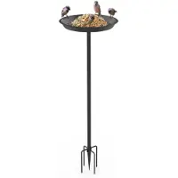 Unyqoos Vogelbad aus Metall, rostbeständig, verstellbare Höhe Ø 30 cm H 90 cm, schwarz – Vogeltränke für Garten & Balkon, Schalenhöhe 71 cm, 5‑beiniger Standfuß
