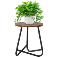 Unyqoos Verstellbarer runder Pflanzenständer – 35–50 cm Höhe, Ø 30 cm, Holz/Metall, belastbar bis 150 lbs, für Innen & Außen, multifunktional