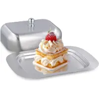 Unyqoos Edelstahl-Butterdose mit Deckel, spülmaschinenfest – kompakte Butterbox 19 x 12,5 x 7 cm für Butter, Käse & Desserts