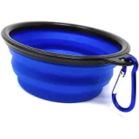 Unyqoos Faltbarer Silikon-Futternapf groß – 1000 ml (7 cm), 2,2 cm flach, BPA‑frei, mit Karabiner, für Hunde & Katzen