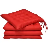Unyqoos 4er-Set Stuhlkissen 40 x 40 cm, 5 cm Füllung – 100% Polyester, mit 2 Bindebändern pro Seite, quadratische Steppung, für drinnen & draußen