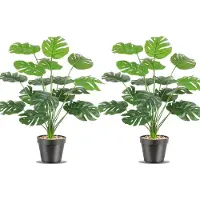 Unyqoos Künstliche Tropenpflanze im Topf, 50 cm - realistische Monstera-Optik, 18 verstellbare Äste, UV-beständiges Kunststoff, pflegeleicht für Zuhause & Büro