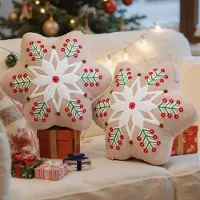 Unyqoos Schneeflocken‑Dekokissen 43 x 43 cm – weiches Zierkissen mit flauschiger PP‑Baumwoll‑Füllung, hochwertigem Bezug für Weihnachtsdeko, Sofa & Geschenk