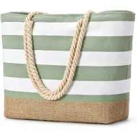 Unyqoos XXL wasserdichte Strandtasche & Shopper für Damen, 52×36×17 cm, Polyestergewebe, Reißverschluss, faltbar, mit wasserdichter Innentasche und 2 kleinen Fächern