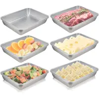 Unyqoos 6er-Set luftdichte Frischhaltedosen aus Edelstahl 304 mit transparenten Silikon-Deckeln, stapelbar – für Kühlschrank, mikrowellen- & ofenfest (ohne Deckel)