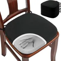 Unyqoos Set (6x) U‑förmige Stuhlkissen 40 cm – 100% Memory‑Schaum, rutschfeste Silikonunterseite, abnehmbarer Jacquard‑Bezug, Befestigungsriemen
