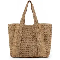 Unyqoos Große gewebte Strandtasche für Damen – geräumige Schultertasche für Urlaub, Strand & Alltag, leicht mit komfortablen Schulterriemen