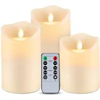 Unyqoos LED-Kerzen 3er-Set wasserdicht – mit Fernbedienung & Timer (2/4/6/8 Std.), realistische flackernde Flamme mit beweglichem Docht, für Innen & Außen, >500 Std.