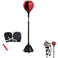 Unyqoos Verstellbarer Boxsack (100–160 cm) mit stabiler Anti-Rutsch-Basis, PolyurethanBoxball & Aluminiumstange – Set inkl. Handschuhe für Heimtraining