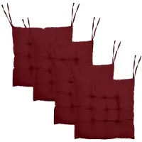 Unyqoos Sitzkissen-Set (4 Stück) 40×40 cm – Weinrot, für Innen & Außen, Polyesterfaser- & Perlkatoen-Füllung, 2 Anti-Rutsch-Bänder, waschbar bis 30°C