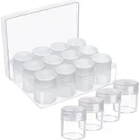Unyqoos Transparente Aufbewahrungsbox mit 12 herausnehmbaren Behältern, 16×12×5,3 cm, Behälter 4,8 cm, Schraubdeckel Ø3,8 cm, auslaufsicher