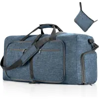 Unyqoos Reisetasche 65 L – faltbare Sport- & Weekender-Tasche mit Schuhfach, 5 Fächer, wasser- und reißfestes Polyester, gefaltet 24 x 21 cm, 400 g