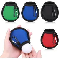 Unyqoos Golfball-Reinigungsset – 4 Mikrofasertaschen mit Clip, wasserabweisend, 10×9,5×1 cm, 20 g, rot/grün/schwarz/blau