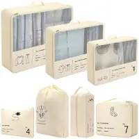 Unyqoos 7‑teiliges Packwürfel-Set – Koffer-Organizer aus Polyester mit Mesh-Oberseite & Kompressionsreißverschlüssen für platzsparendes, organisiertes Packen
