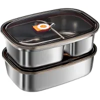 Unyqoos Edelstahl-Lunchbox-Set (316) mit 1–2 Fächern, auslaufsicherer Silikonring, spülmaschinenfest – wiederverwendbare Brotdose für Schule & Büro