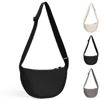 Unyqoos Halbmond-Crossbody-Tasche – leichte, wasserdichte Nylon‑Umhängetasche mit verstellbarem Schultergurt, kompakt & geräumig, uni für Alltag & Reise