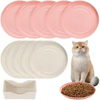 Unyqoos Buntes 10er-Set flacher Katzenfutternäpfe aus lebensmittelsicherem PP – für Kätzchen & Katzen, BPA‑frei, breite Öffnung, stapelbar, spülmaschinenfest