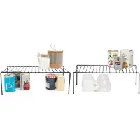 Unyqoos 2‑teiliges Küchenorganizer-Set – stabile schwarze Aufbewahrungsregale aus massivem Stahl, platzsparendes Vertikal-Design für Teller, Schneidebretter & Deckel