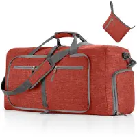 Unyqoos Faltbare Reisetasche 65 L – 61×27×34 cm, 400 g, 600D Polyester, belüftetes Schuhfach, 5 Fächer, gepolsterter Griff & abnehmbarer Schultergurt