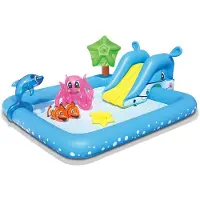 Unyqoos Aufblasbares Wasserspielzentrum für Kinder – Aquarium-Motiv, 239 x 206 x 86 cm, 0,27 mm Vinyl, 308 L, ab 2 Jahren, inkl. selbstklebendem Reparaturset