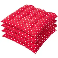 Unyqoos 4er-Set Stuhlkissen – rot-weiß gepunktet, 40 x 40 cm, ca. 6,5 cm dick, 100% Baumwoll-Bezug, Polyesterfüllung, für Innen & Außen