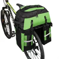 Unyqoos Fahrradtaschen-Set 70 L – 1 Rucksack + 2 Seitentaschen aus Nylon, mit Regenhülle, reflektierenden Streifen und sicheren Befestigungshaken