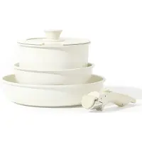 Unyqoos 5‑teiliges Antihaft-Pfannenset mit patentiertem abnehmbarem Griff – Pfannen 26/20 cm, Topf 18 cm (1,8 L) mit Glasdeckel, stapelbar, platzsparend, für alle Herdarten inkl. Induktion, ofenfest