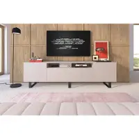 Jerpax TV-Schrank Masimo 200 cm, TV Lowboard mit vier Regalen, hohe schwarze Rahmenfüße, Schrank fürs Wohnzimmer, Push-to-Open - Kaschmir