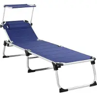 Markenlos Liegestuhl mit Sonnenschutz - Faltbares Komfortliegebett für Garten und Strand