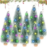OEM Miniatur Weihnachtsbäume mit Holzbasis, LED-Beleuchtung - Tischdekoration, 3 Größen