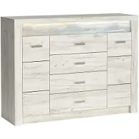 Masseno Kommode ZERI 108,5 cm Sideboard mit 4 Schubladen und 1 Türen für Wohnzimmer Schlafzimmer Modern 108,5x42x103,5 cm Eiche Bianco