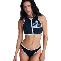 Roxy Crop-Bikini-Top "The Retro Essentials Crop Top", Damen, Gr. S, Cup B, blau (anthrazit), Obermaterial: 85% Polyester, 15% Elasthan., Bikini-Oberteile Crop-Bikini-Top