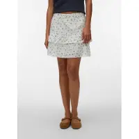 Vero Moda Minirock "VMTRINE NW SHORT SKIRT WVN NOOS", Damen, Gr. XL (42), snow weiß aop:marguerite blau jasper, Web, Obermaterial: 100% Baumwolle, bedruckt, kurz, Röcke Minirock, Baumwolle