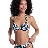 Roxy Triangel-Bikini-Top "Printed Essentials Fixed Tri", Damen, Gr. M, bunt (anthrazit spring charming sma), Obermaterial: 85% Polyester, 15% Elasthan., Bikini-Oberteile Triangel-Bikini-Top