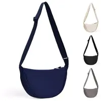 Unyqoos Halbrunde Nylon‑Schultertasche 32 x 15 x 10 cm – wasserdicht, verstellbarer Riemen, kompakt als Handtasche, Clutch oder Gürteltasche für Alltag