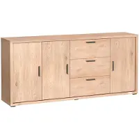 Masseno Kommode BRESSO 190 cm Sideboard mit 3 Schubladen und 3 Türen für Wohnzimmer Schlafzimmer Modern 190x40,5x86 cm Eichefarben