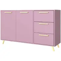 Masseno Kommode ELISE 140 cm Sideboard mit 3 Schubladen und 2 Türen für Wohnzimmer Schlafzimmer Modern 140x41x86 cm Violett