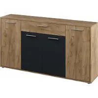 Kondela Lunia viertürige Kommode mit Schublade – Artisan-Eiche / Graphit