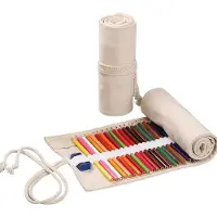 OEM Handgefertigter Kunststoff-Potloodetui - 24-Gatter-Kanvas-Potloodwickel - Beige - Schreibtasche für Schule und Büro - Uni - 24-Gatter-Kanvas-Potloodwickel - Beige - Kunststoff