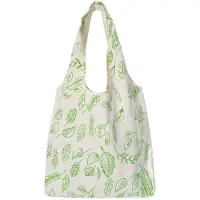Unyqoos Canvas‑Schultertasche Damen, groß & faltbar 38×57 cm – leichte, geräumige Sommertasche mit Blatt‑Print für Alltag, Strand und Einkauf
