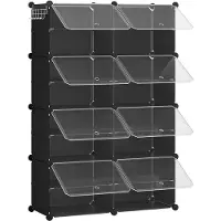 Unyqoos Schuhregal, 8 Fächer – Platz für 32 Paar Schuhe, modulare Aufbewahrung aus Kunststoff mit Metallrahmen, Fächer 40x30x30 cm, belüftet