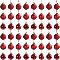 Unyqoos 48er Set Weihnachtskugeln Rot – Ø 3 cm, 6 cm Aufhängeband, je 16 Stück glitzernd, glänzend & matt – Weihnachtsbaumschmuck für Baum, Tisch & Fensterbank