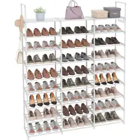 Unyqoos Schuhregal – platzsparend & stabil für Flur, Schrank & Schlafzimmer, modular, korrosionsbeständige Metallrohre, verstärkte PP‑Verbinder, 54–60 Paar, Haken, höhenverstellbar