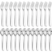 Unyqoos Besteckset 24-teilig – 12 Gabeln & 12 Löffel, Edelstahl (Lebensmittelqualität), Tischgabeln & Suppenlöffel, spülmaschinenfest