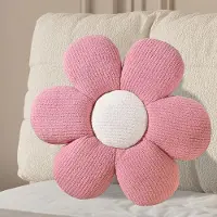 Unyqoos Blumenförmiges Plüsch-Sitzkissen 40×40 cm, Rosa – Dekokissen für Sofa & Bett mit 3D-Blütenform und einzeln gefüllten Blütenblättern, PP-Baumwolle