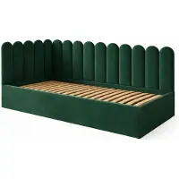 Ravio Jugendbett JUNIOR 80x200 Wandpaneele Dunkelgrün Velvet Bettkasten