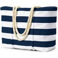Unyqoos Strandtasche Damen – geräumige, wasserabweisende Polyester‑Tasche 52×34×16 cm mit Reißverschluss, durchgehendem Hanf-Tragegurt, waschbar