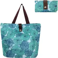 Unyqoos wiederverwendbare, faltbare Einkaufstasche – wasserfestes Oxford-Gewebe, 45 x 32 x 12 cm, leicht, doppellagige Henkel, waschbar, Blatt- & Blumenmuster