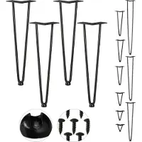 Relaxdays Hairpin Legs, 4er Set, 2 Streben, Metall, Haarnadel Tischbein für Hocker, Tisch & Schrank, 45 cm hoch, schwarz