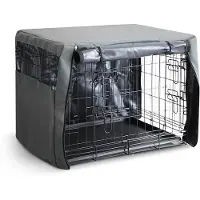 Unyqoos Hundebox-Hülle 61 cm – atmungsaktiv (Air-Mesh) mit Windschutz, PVC-beschichtetes Polyester, 2 aufrollbare Türen, maschinenwaschbar